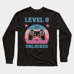 Level 8 Unlocked 8th Birthday Gift for Video Gamers Classic Long Sleeve T-Shirt